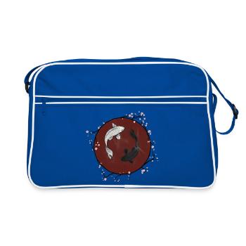 Yin Yang Koi Teich - Retro Tasche - Blau/Weiß - Vorne