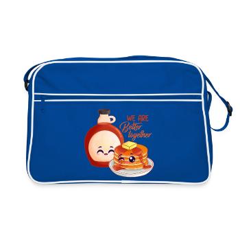 pancake, sirop d'érable, petit déjeuner - Sac Retro - bleu/blanc - Devant