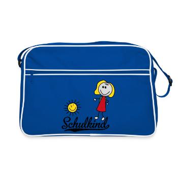 Schulkind - Retro Tasche - Blau/Weiß - Vorne