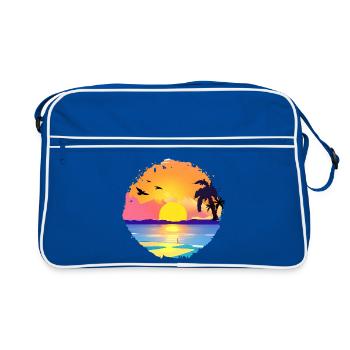 Summer Sunset Beach Watercolor - Retro Bag - blue/white - Front