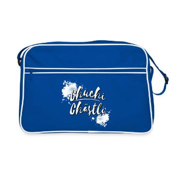 Chuchichästli typo | Chuchichäschtli  - Retro Tasche - Blau/Weiß - Vorne