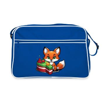 Little fox with birthday cake - Retro Bag - blue/white - Front