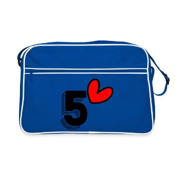 5. 5 ANS. 5e ANNIVERSAIRE. ANNIVERSAIRE 5 ANS - Sac Retro - bleu/blanc - Devant