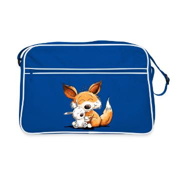Renard avec lapin amitié équipe animal sauvage - Sac Retro - bleu/blanc - Devant