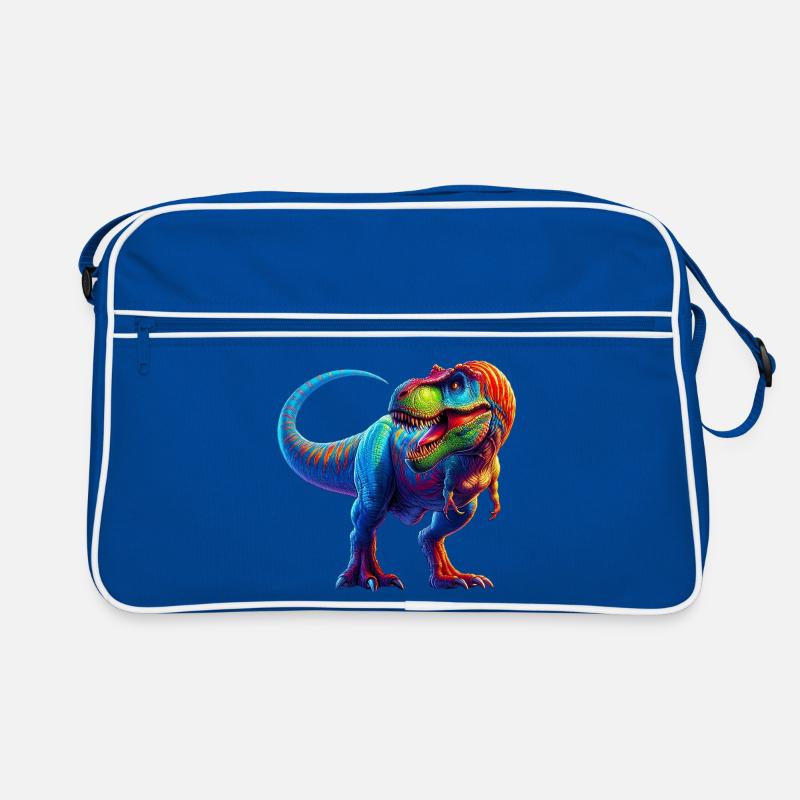 Dinosaurier - Retro Tasche - Blau/Weiß