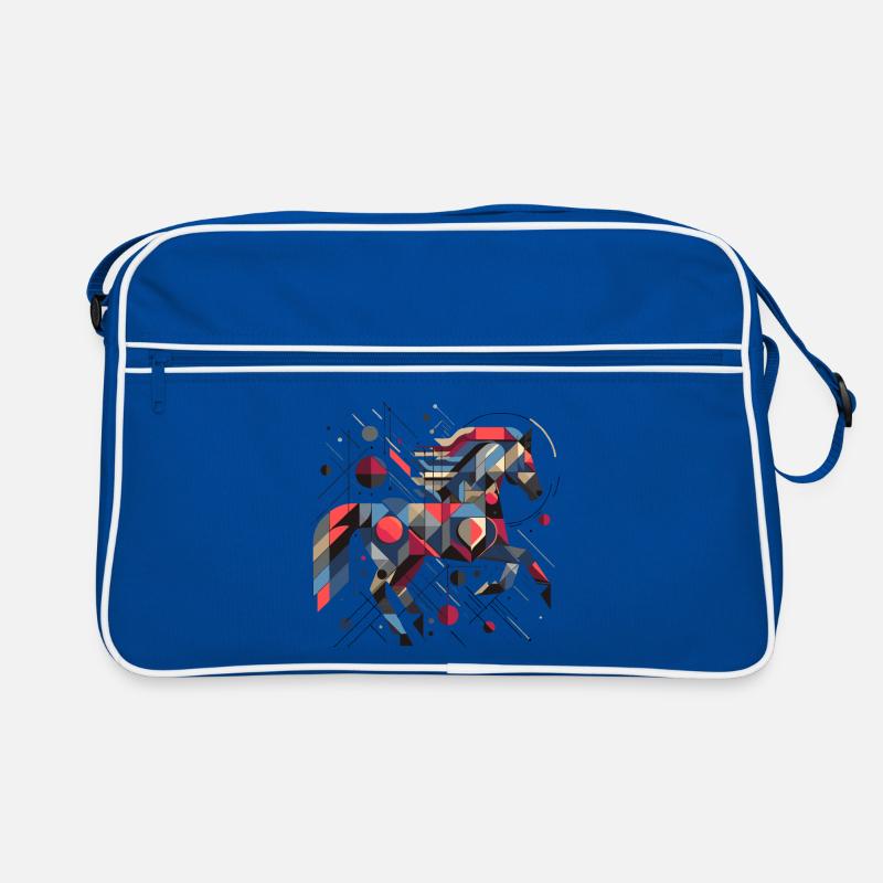 Abstraktes Tier Pferd 2 - Retro Tasche - Blau/Weiß