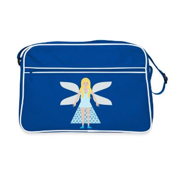 Winter Snowflake Fantasy Art Fairy - Retro Bag - blue/white - Front