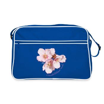 Mandelblüten Freude - Sonja Ariel von Staden - Retro Tasche - Blau/Weiß - Vorne