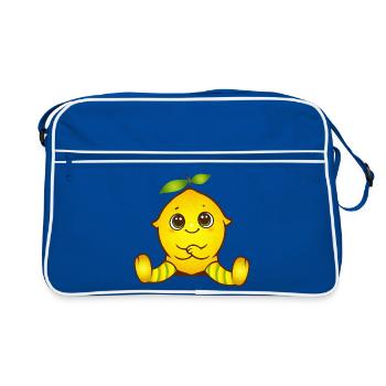 Happy lemon as a cute kawaii figure - Retro Bag - blue/white - Front