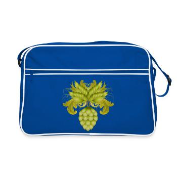 Ornement de houblon vert – motif pour les amateurs de bière - Sac Retro - bleu/blanc - Devant