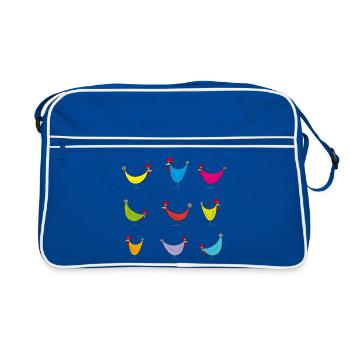 Poulet coloré motif joyeux - Sac Retro - bleu/blanc - Devant