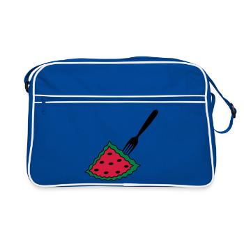 Melon with fork - Retro Bag - blue/white - Front