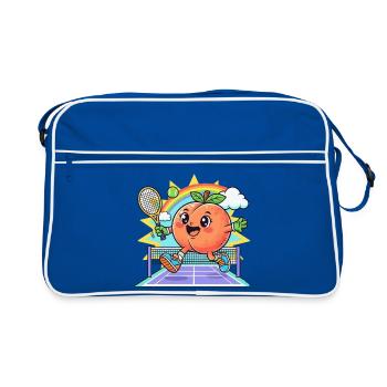 Pfirsich Tennis - Retro Tasche - Blau/Weiß - Vorne