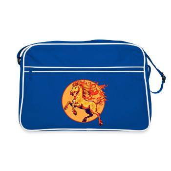 Fire Horse Chinese Zodiac - Retro Bag - blue/white - Front