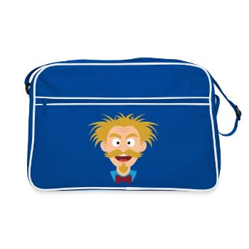 Wild scientist with a mustache - Retro Bag - blue/white - Front