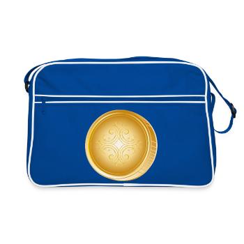 Pièce d’or noble avec ornements – avec style et panache - Sac Retro - bleu/blanc - Devant