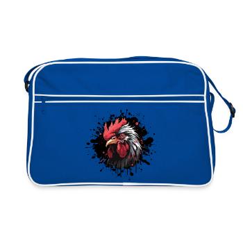 Blutroter Hahnenkopf Splatter - Retro Tasche - Blau/Weiß - Vorne
