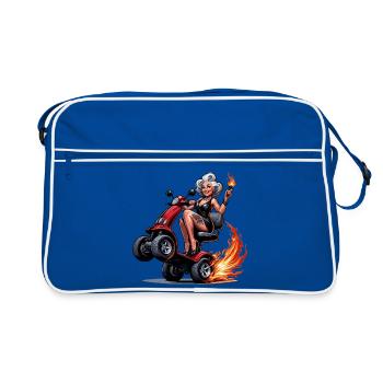 Mamie tatouée sur un scooter de mobilité - Sac Retro - bleu/blanc - Devant