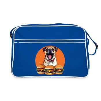Motif du chien drôle du défilé de burgers de chien heureux - Sac Retro - bleu/blanc - Devant
