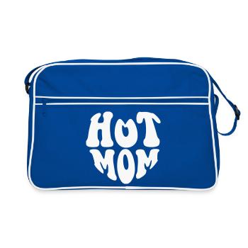 Hot Mom Heart Logo - Customizable color - Retro Bag - blue/white - Front