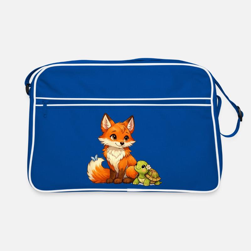 Fuchs und eine niedliche Schildkröte Retro Tasche