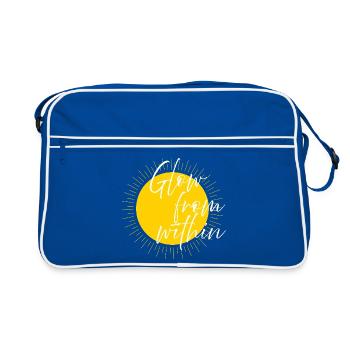 Glühen von Innen Sonnen Typoschrift - Retro Tasche - Blau/Weiß - Vorne
