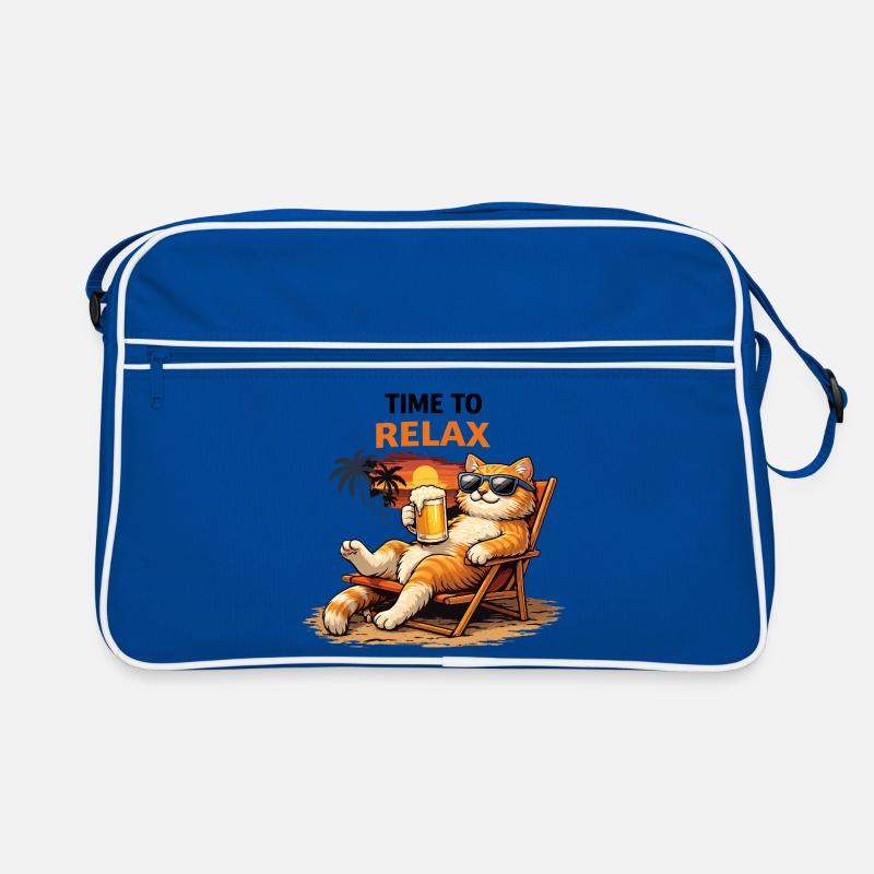 Chat relaxant au coucher de soleil avec de la bière Sac Retro