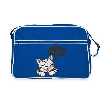 Chat de la sieste mécanique - Motif du sommeil - Sac Retro - bleu/blanc - Devant