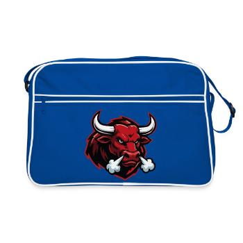 Fire Bull Bull Head Motif - Retro Bag - blue/white - Front