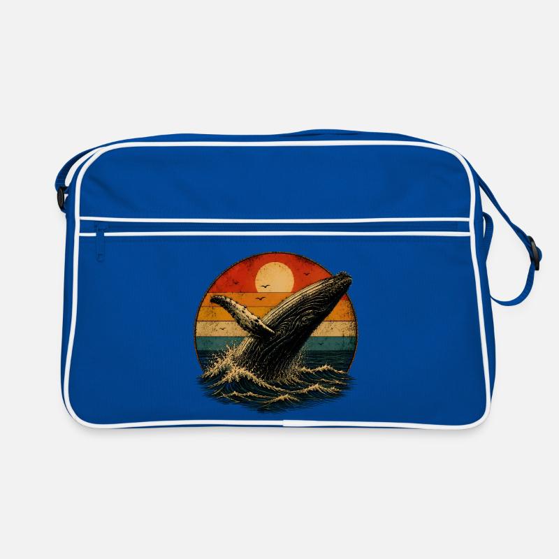 Whale in retro sunset Retro Bag