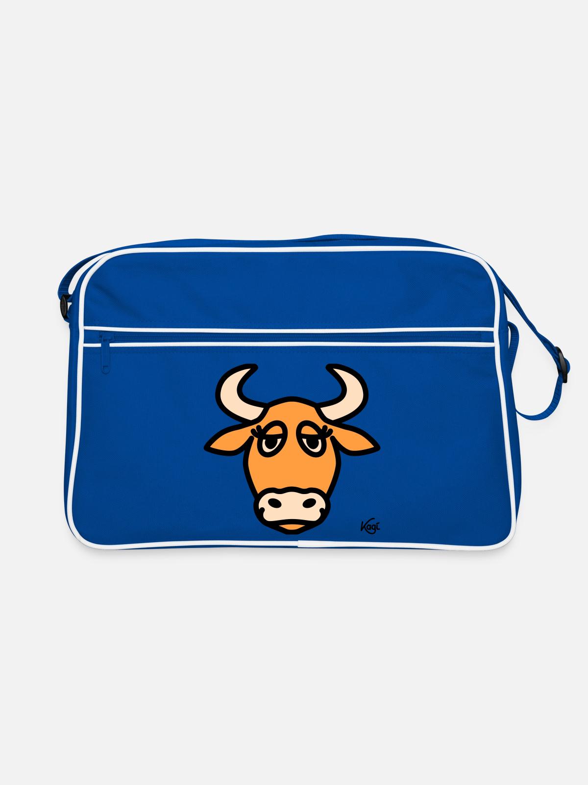 Stier groß - Retro Tasche - Blau/Weiß - Vorne