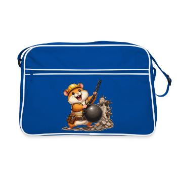 Hamster de chantier avec boule de démolition - Sac Retro - bleu/blanc - Devant