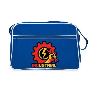Elektriker Zahnrad Logo - Retro Tasche - Blau/Weiß - Vorne
