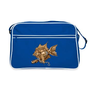 Machine Rétro Tueuse de Piranhas Steampunk - Sac Retro - bleu/blanc - Devant