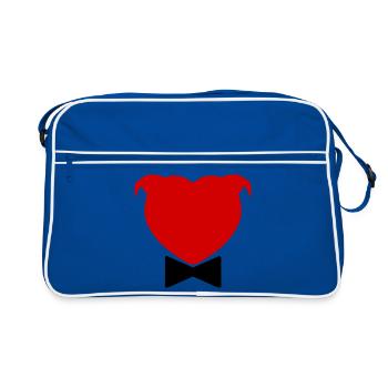 Heart Head and Bow Tie - 029 - Retro Bag - blue/white - Front