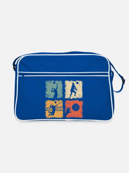 Volleyball Volleyballer Sport Männer Und Jungen - Retro Tasche - Blau/Weiß