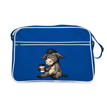 Esel Eselchen Eselhalter Muli Langohresel Muli - Retro Tasche - Blau/Weiß - Vorne