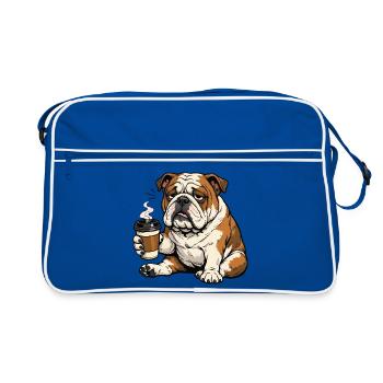 Englische Bulldogge Bully  Bullybesitzer Bullyfan - Retro Tasche - Blau/Weiß - Vorne