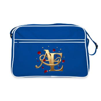 Gold AE Monogram with Roses - Retro Bag - blue/white - Front