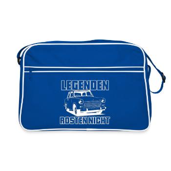 Trabi Trabbi  Pappe DDR Fahrzeug Sprüche - Retro Tasche - Blau/Weiß - Vorne