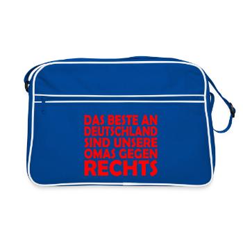 Omas gegen rechts - Retro Tasche - Blau/Weiß - Vorne