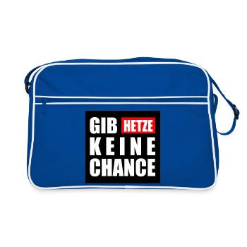 gib hetze keine chance - Retro Tasche - Blau/Weiß - Vorne