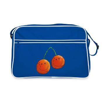 fruits drôles - cerise - cerise - Fruit - Sac Retro - bleu/blanc - Devant