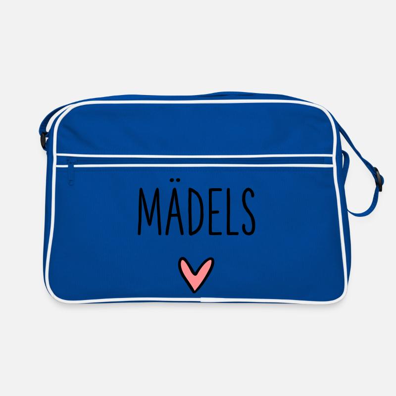 Mädels Herz Geschenk Freundschaft Liebe - Retro Tasche - Blau/Weiß