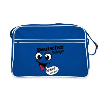 Schlager Party , Schlager Musik , einfach nur geil - Retro Tasche - Blau/Weiß - Vorne