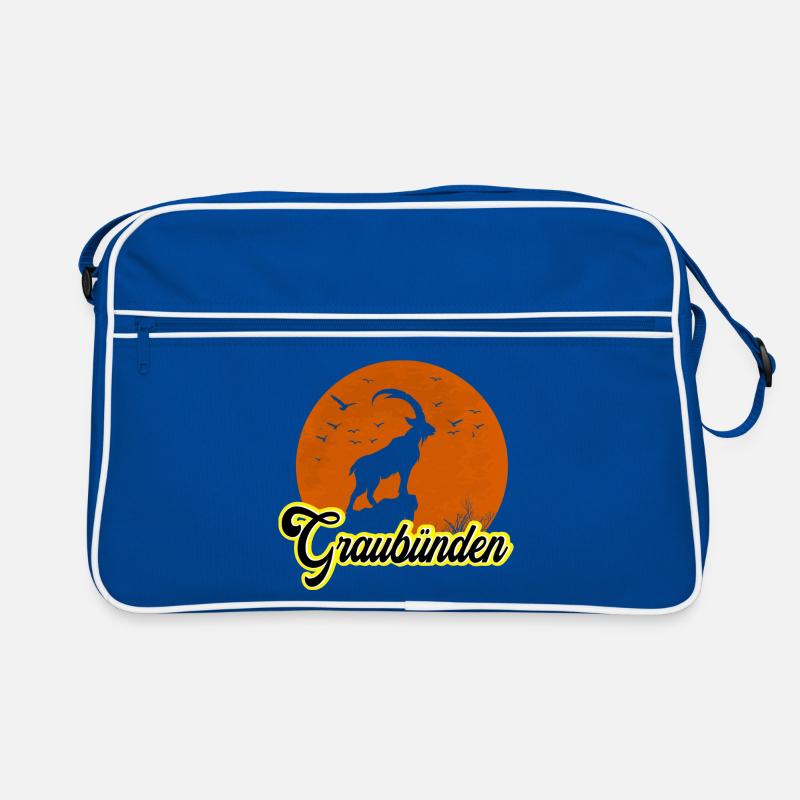 Silhouette de la lune du bouquetin des Grisons - Sac Retro - bleu/blanc