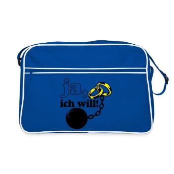 Junggesellenabschied , JGA ja ich will (25) - Retro Tasche - Blau/Weiß - Vorne