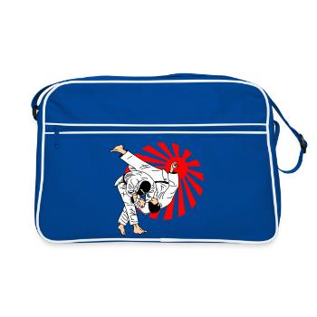 Judo throw with japanese sun radiation - Retro Bag - blue/white - Front