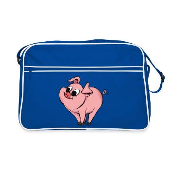 Conception de dessin animé de cochon ludique - Sac Retro - bleu/blanc - Devant