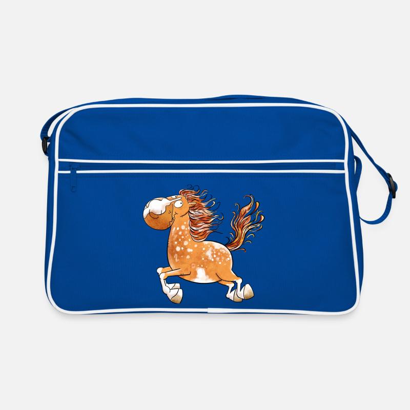 Flottes Pferd I Pferdemotiv Fun - Retro Tasche - Blau/Weiß
